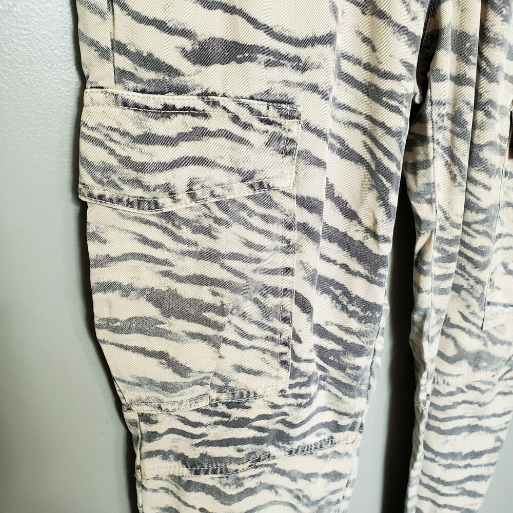 Pam & Gela Jogger Pants Womens Size Small Tiger Stripe Elastic Waist Cargo Brown - Picture 6 of 12